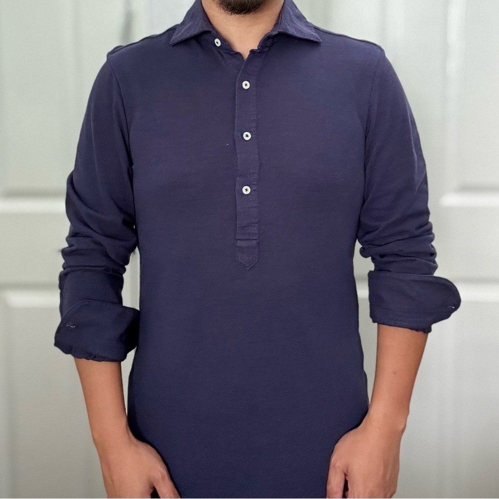 ESNTLS - long sleeve polo (4-button w/ spread collar) - Sz Small